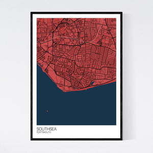 Southsea Town Map Print