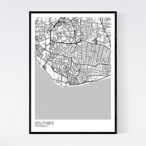 Southsea Town Map Print