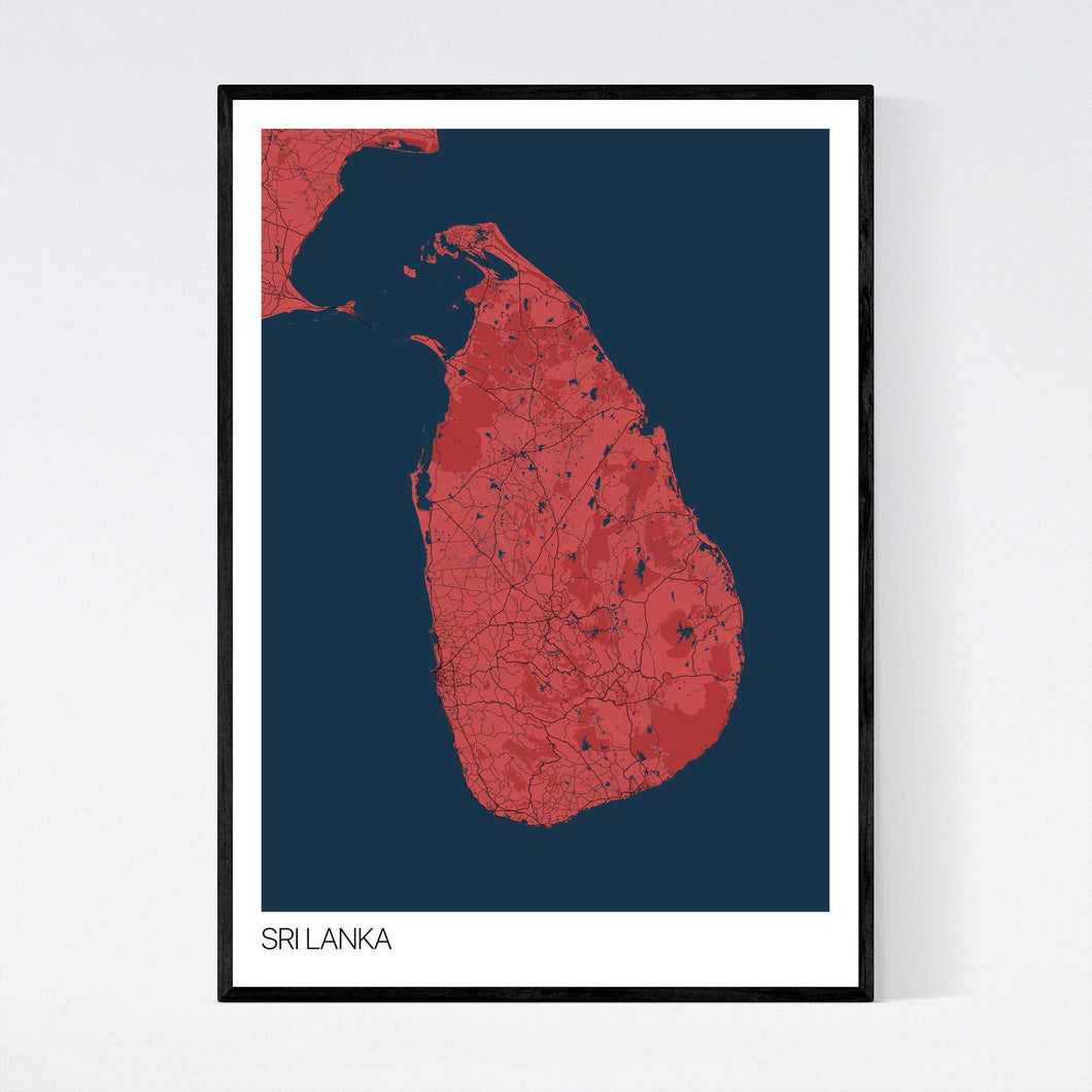 Sri Lanka Country Map Print