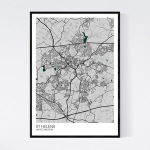 St Helens City Map Print