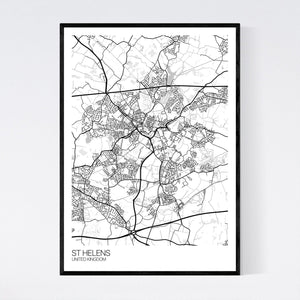 St Helens City Map Print