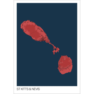 Map of St Kitts & Nevis, 