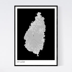 St Lucia Island Map Print