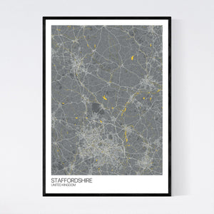 Staffordshire Region Map Print