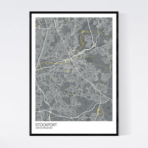 Stockport City Map Print