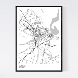 Sukkur City Map Print