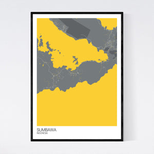 Sumbawa Island Map Print