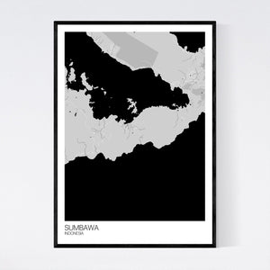 Map of Sumbawa, Indonesia