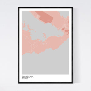 Sumbawa Island Map Print