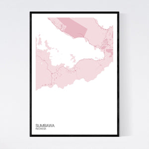 Sumbawa Island Map Print