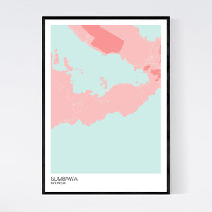 Sumbawa Island Map Print