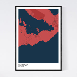 Sumbawa Island Map Print