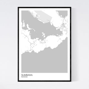 Sumbawa Island Map Print
