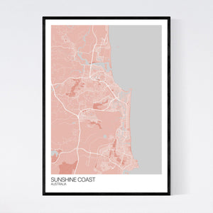 Sunshine Coast City Map Print