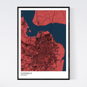 Surabaya City Map Print