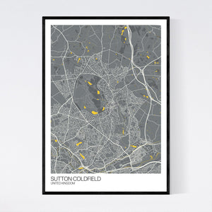 Sutton Coldfield City Map Print