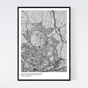 Sutton Coldfield City Map Print