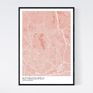 Sutton Coldfield City Map Print