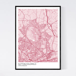 Sutton Coldfield City Map Print