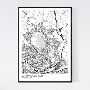 Sutton Coldfield City Map Print