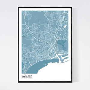 Swansea City Map Print