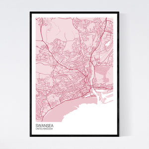 Swansea City Map Print