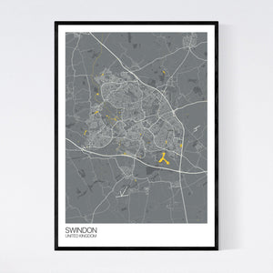 Swindon City Map Print
