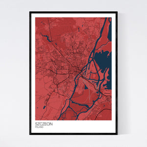 Szczecin City Map Print