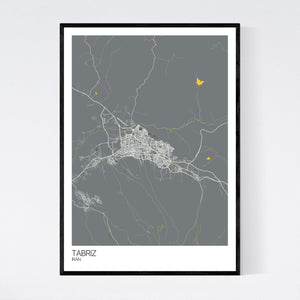 Tabriz City Map Print