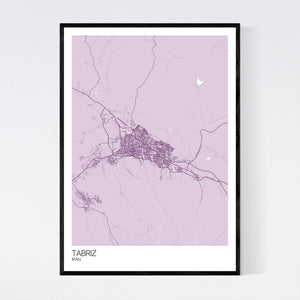 Map of Tabriz, Iran
