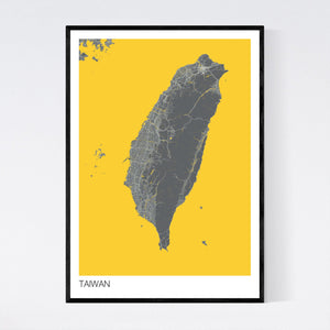 Taiwan Country Map Print