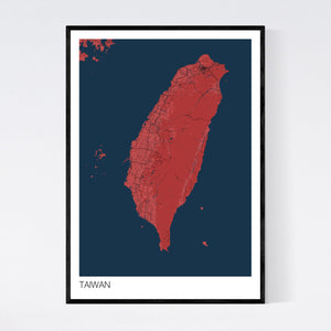Taiwan Country Map Print