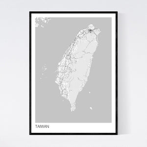 Taiwan Country Map Print