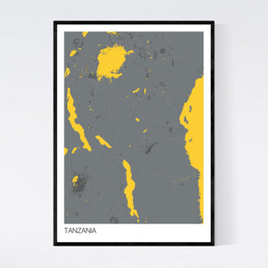 Tanzania Country Map Print