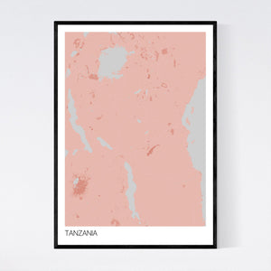 Tanzania Country Map Print