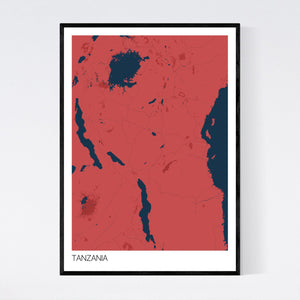 Tanzania Country Map Print