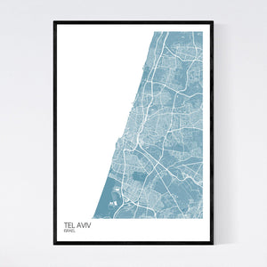 Tel Aviv City Map Print