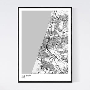 Map of Tel Aviv, Israel