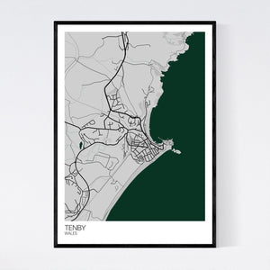 Tenby Town Map Print