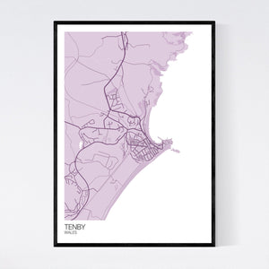 Tenby Town Map Print