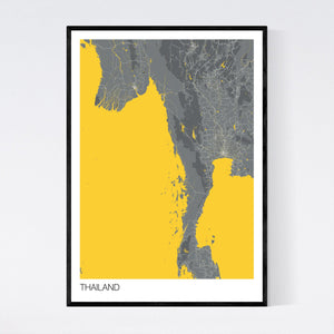 Thailand Country Map Print