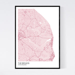 The Broads Region Map Print