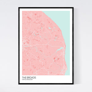 The Broads Region Map Print