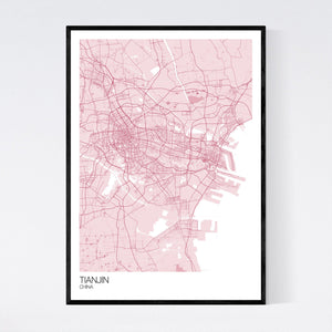 Tianjin City Map Print