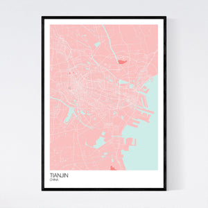 Tianjin City Map Print