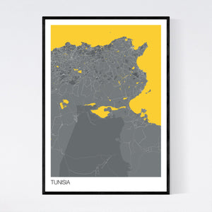 Tunisia Country Map Print