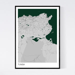 Tunisia Country Map Print