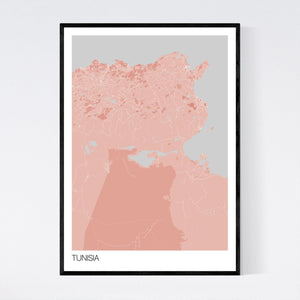 Tunisia Country Map Print
