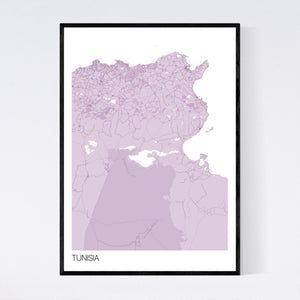 Tunisia Country Map Print