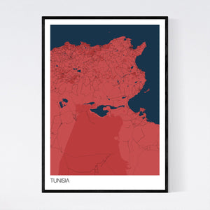 Tunisia Country Map Print